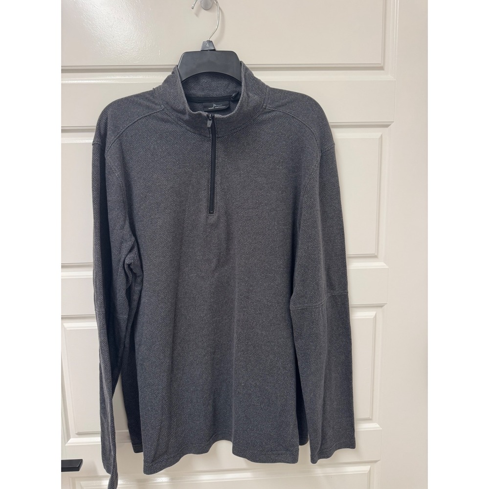 Marc Anthony Mens Slim Fit Quarter Zip Pullover Charcoal Gray Textured Large - Picture 1 of 9